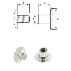 QUARKZMAN Chicago-schroeven van messing, 30 x 10 mm, platte kopschroef