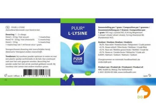 Puur L-Lysine hond en kat info